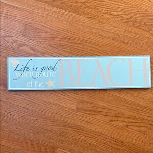 Blue and Cream Beach Wall Decor Sign
